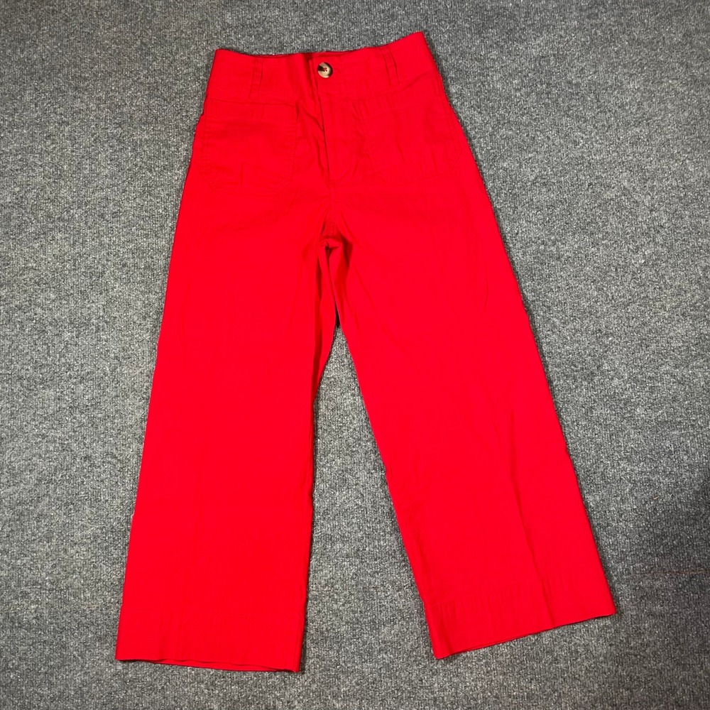 Maeve Colette Pants Womens 26P Red Wide Leg Cropped High Rise Anthropologie